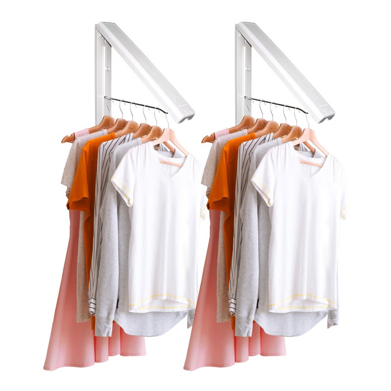 InstaHanger Clothes Drying Rack - Wall Mounted Laundry Drying Rack for Small Spaces - Wall-Mounted Clothes Racks Holds Up to 60 lbs - Space Saving Collapsible Laundry Hanger for Storage - Pack of 2 - Image 1